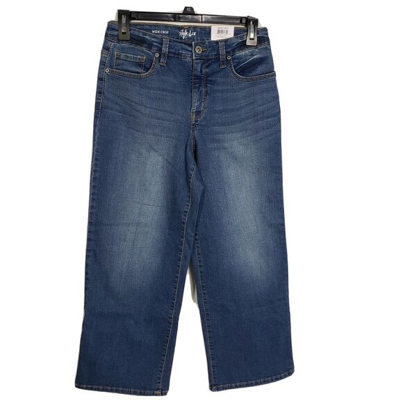 Style & Co Womens Cropped Jeans Size 4 Wide Leg High Rise Denim Blue Medium Wash - Picture 1 of 11
